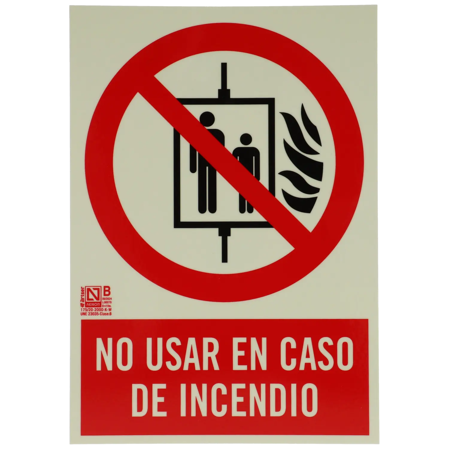 [A-CARTEL-NO-USAR] Cartel no usar en caso de incendio